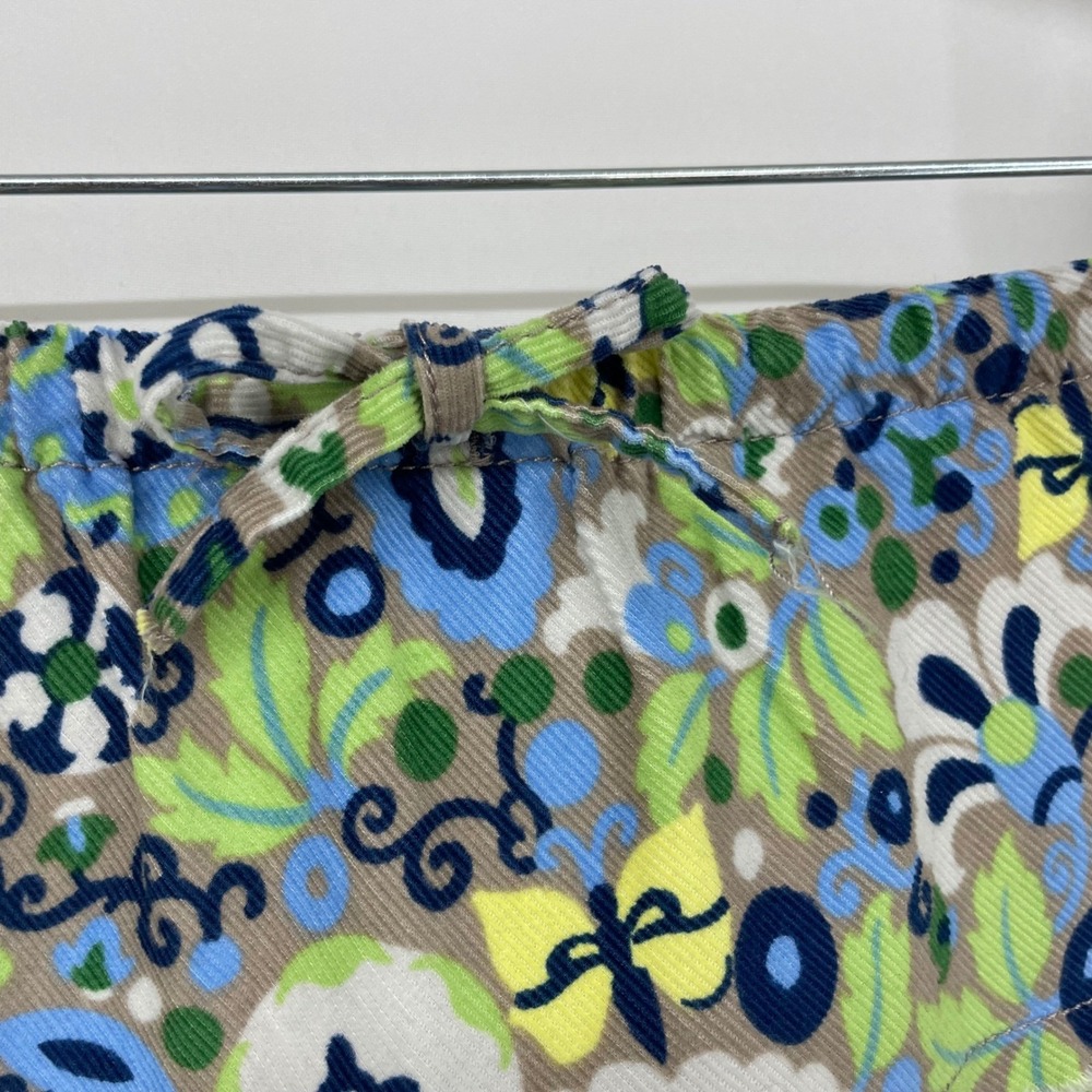 LL Bean Size L / 12‎ Floral Butterfly Corduroy Tiered Ruffle Skirt Blue Green - Picture 4 of 7